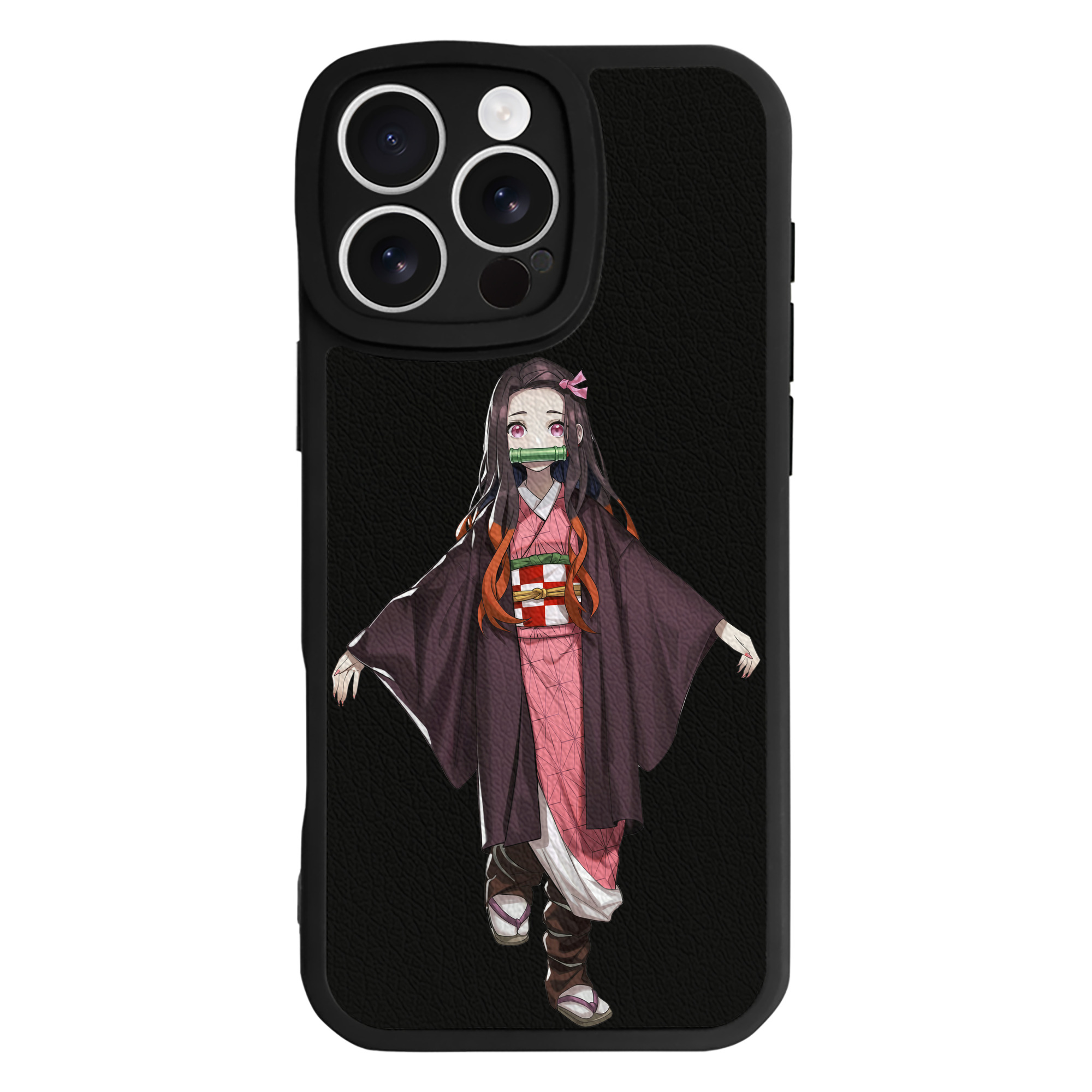 （画像用） 鬼滅の刃（きめつのやいば）竈門 禰󠄀豆子／かまど ねずこ Kamado Nezuko 【iPhone 16シリーズ対応】シリコンスマホケース（レザー調） 材質：シリコン